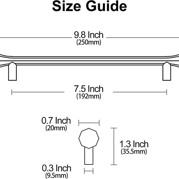 6 NEW Brushed Nickle Cabinet Pull Handles 7.5 Center Hole Draw Hardware - Picture 2 of 4